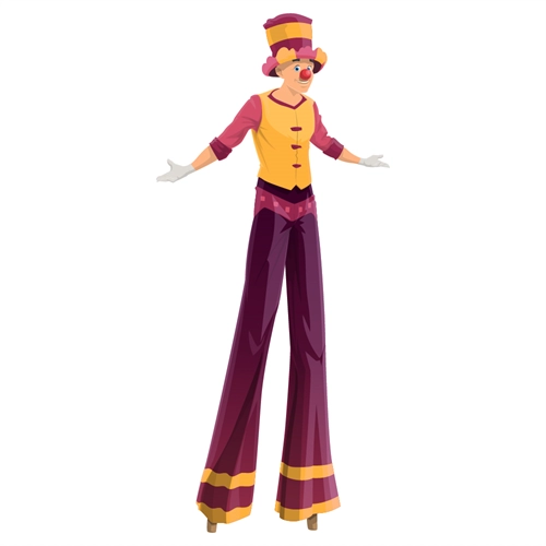 Carnival Circus Theme Stilt Walking Clown Transparent Sticker
